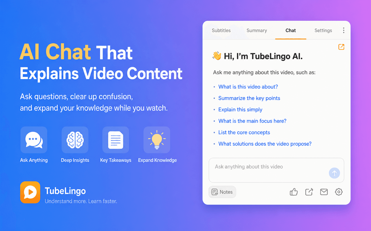 AI chat that explains video content